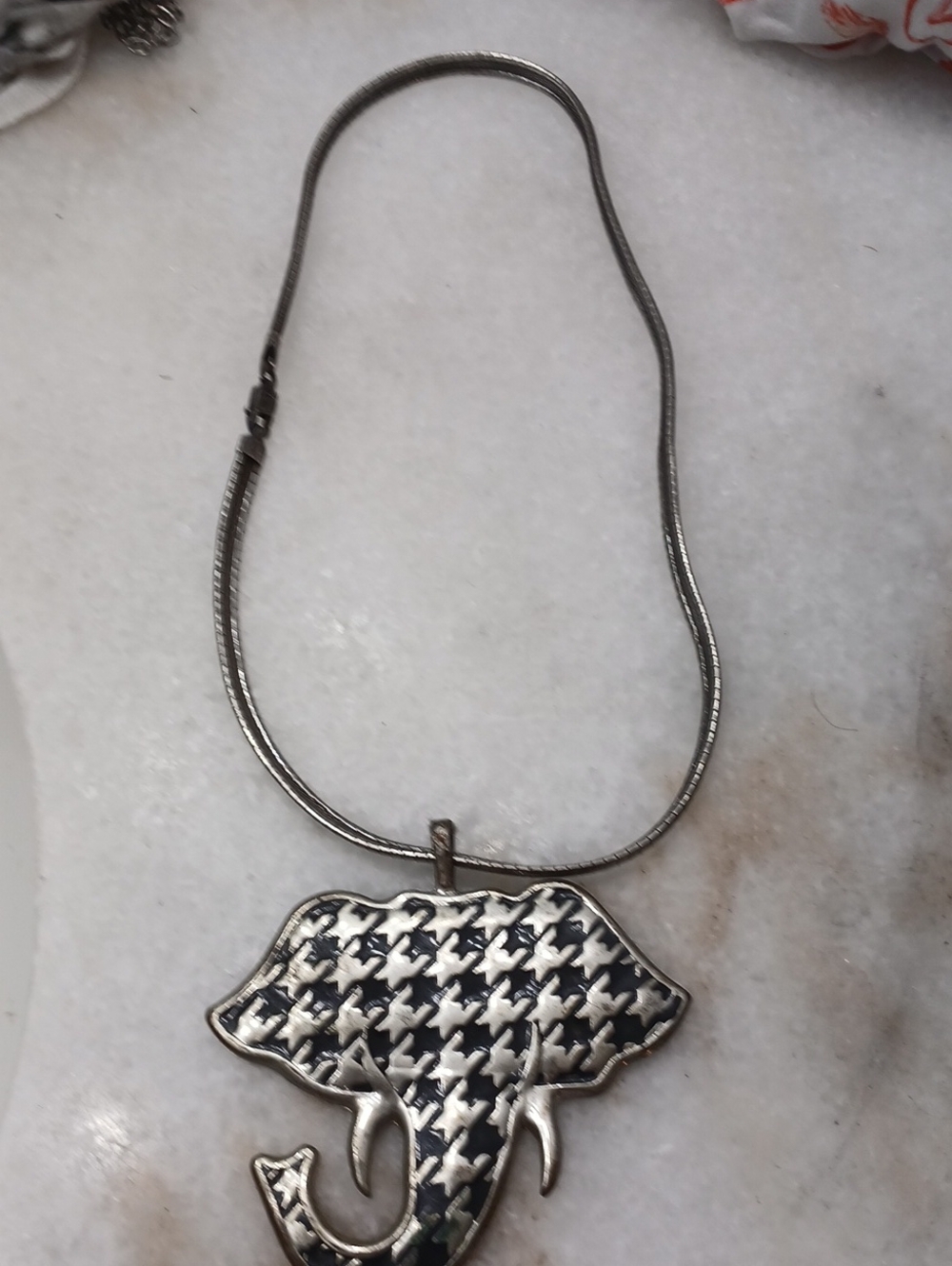 Elephant Pendant Necklace in Black & Silver - Designer Style
